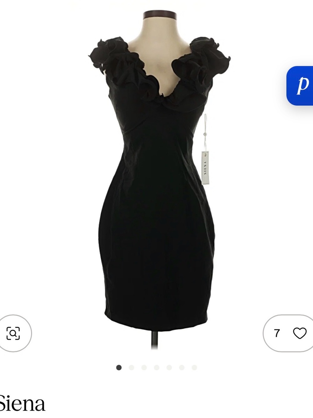 Siena Studio Black Ruffle V-Neck Mini Dress